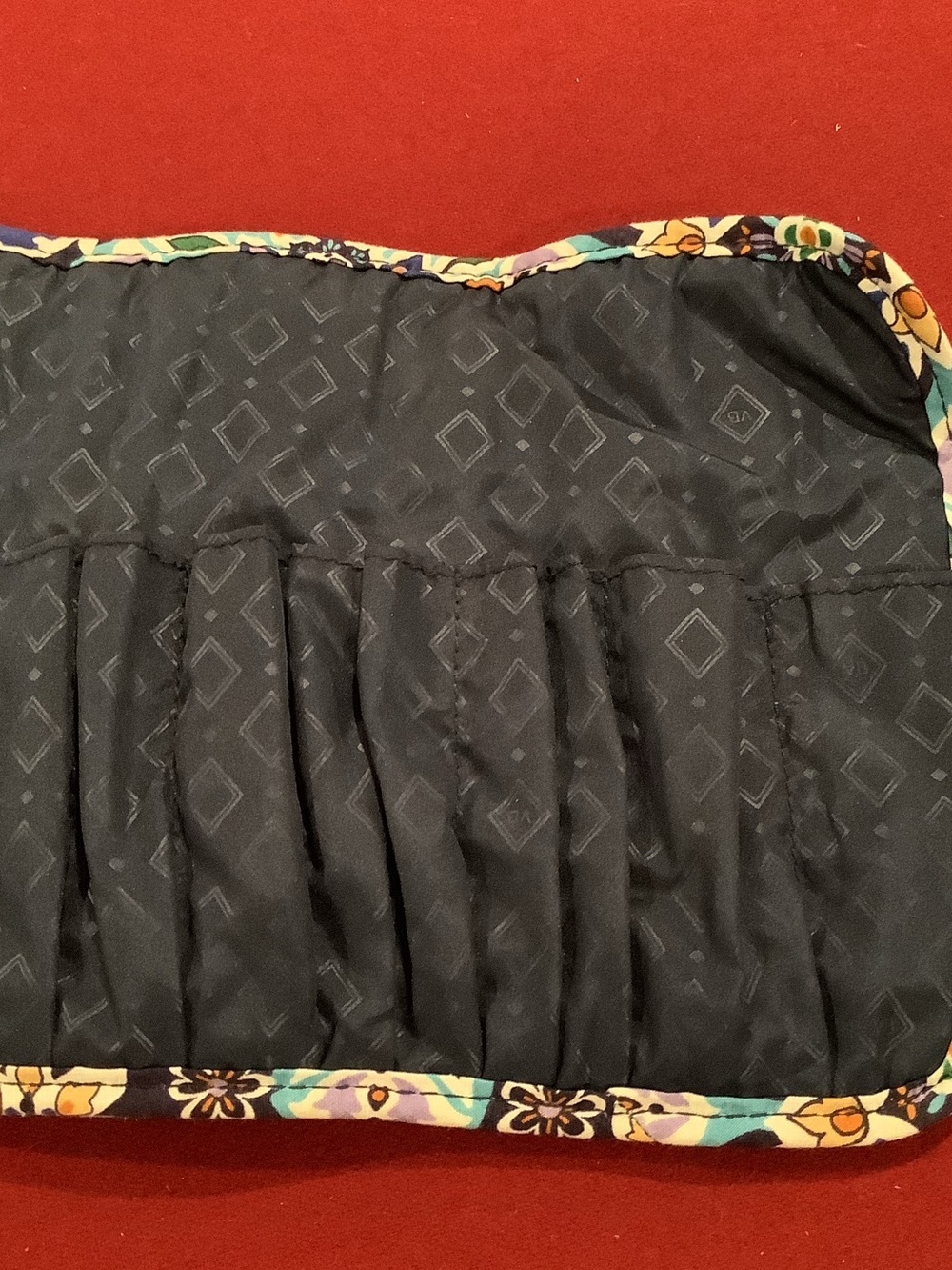 Patterned Quilted Roll-Up Organizer in Navy, Teal & White - Picture 6 of 6